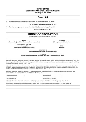 Thumbnail Kirby Corporation
 10-Q Quarterly Report FY2012 