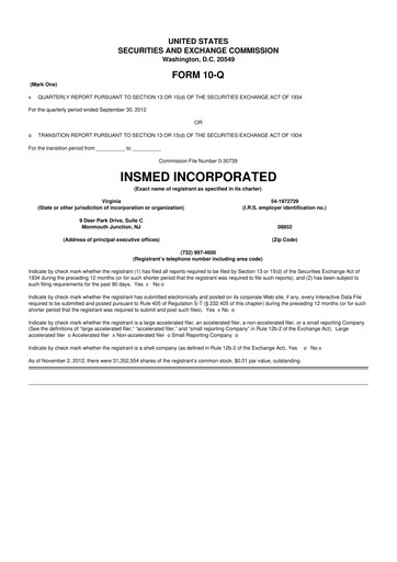 Vorschaubild Insmed 10-Q Quartalsbericht 2012 