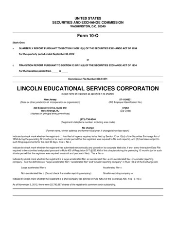 Thumbnail Lincoln Educational Services 10-Q Quarterly Report FY2012 