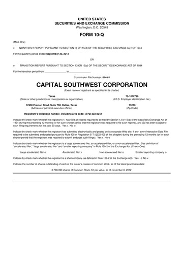 Miniature Capital Southwest Corporation 10-Q Rapport trimestriel 2013 