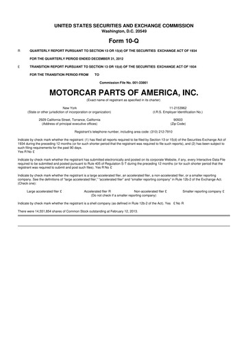Vorschaubild Motorcar Parts of America 10-Q Quartalsbericht 2013 