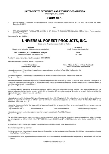 Vorschaubild UFP Industries
 10-K Jahresbericht 2012