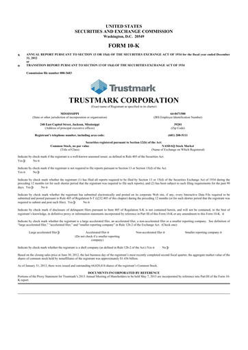 Thumbnail Trustmark 10-K Annual Report 2012