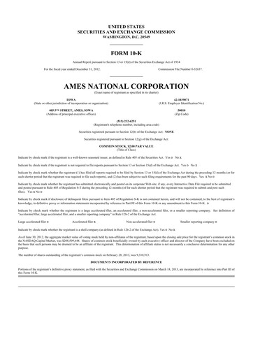 Thumbnail Ames National Corp. 10-K Annual Report 2012