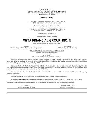 Thumbnail Pathward Financial
 10-Q Quarterly Report FY2013 