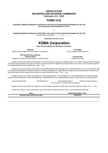 Thumbnail XOMA Royalty 10-Q Quarterly Report FY2013 