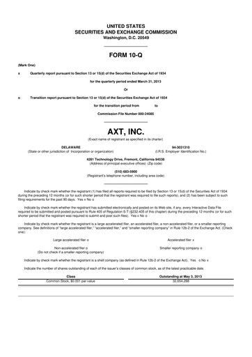 Thumbnail AXT Inc
 10-Q Quarterly Report FY2013 