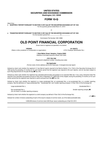 Thumbnail Old Point Financial 10-Q Quarterly Report FY2013 