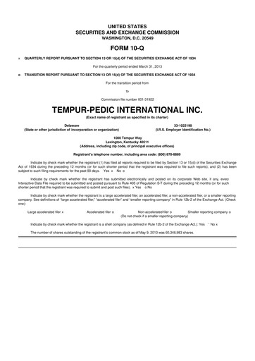 Thumbnail Somnigroup International 10-Q Quarterly Report FY2013 