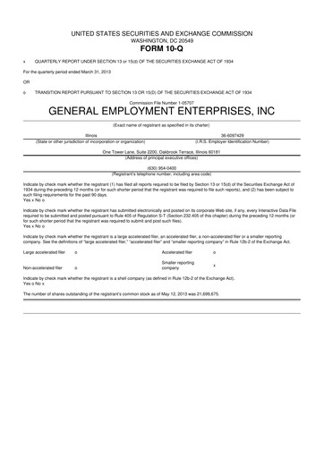 Vorschaubild GEE Group 10-Q Quartalsbericht 2013 