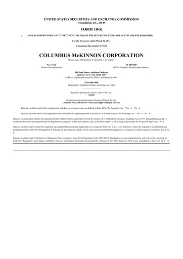 Thumbnail Columbus McKinnon 10-K Annual Report 2013