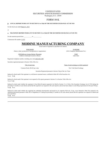 Thumbnail Modine Manufacturing
 10-K Annual Report 2013