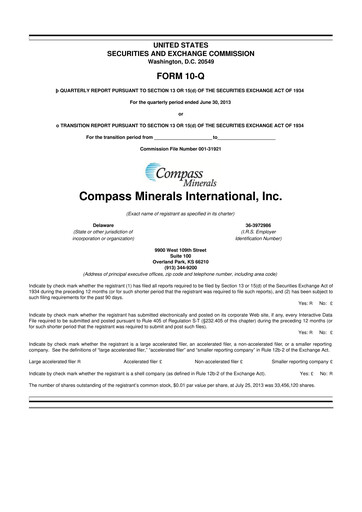 Thumbnail Compass Minerals 10-Q Quarterly Report FY2013 
