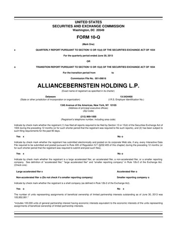 Thumbnail AllianceBernstein 10-Q Quarterly Report FY 