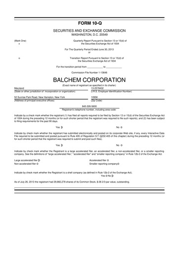 Thumbnail Balchem 10-Q Quarterly Report FY2013 