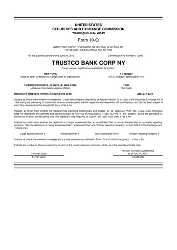 Thumbnail Trustco Bank 10-Q Quarterly Report FY2013 
