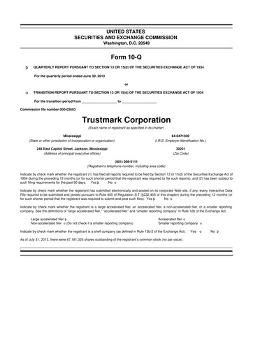 Thumbnail Trustmark 10-Q Quarterly Report FY2013 