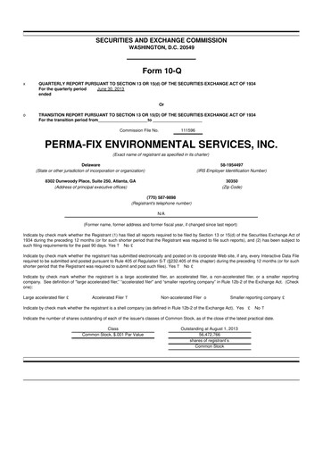 Miniature Perma-Fix Environmental Services 10-Q Rapport trimestriel 2013 
