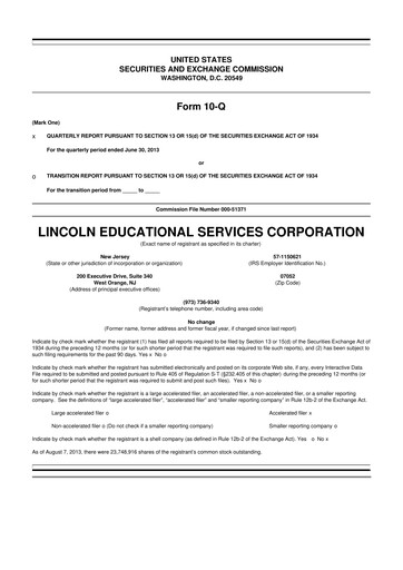 Thumbnail Lincoln Educational Services 10-Q Quarterly Report FY2013 