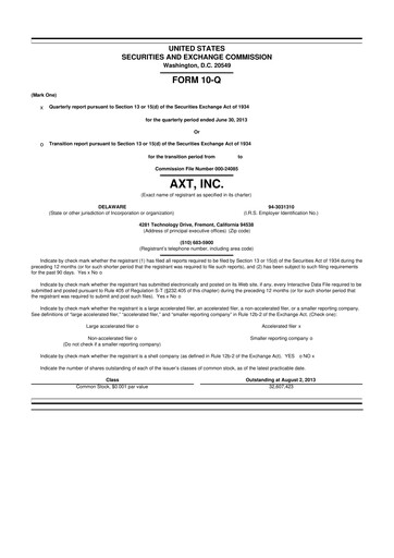 Thumbnail AXT Inc
 10-Q Quarterly Report FY2013 