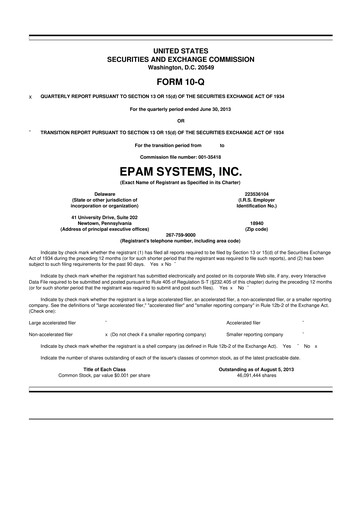Miniature EPAM Systems
 10-Q Rapport trimestriel 2013 
