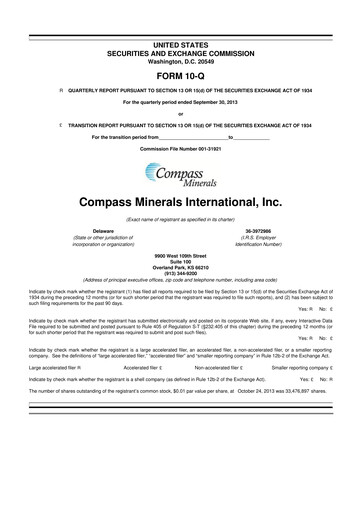 Thumbnail Compass Minerals 10-Q Quarterly Report FY2013 