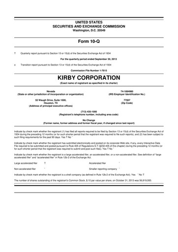 Thumbnail Kirby Corporation
 10-Q Quarterly Report FY2013 