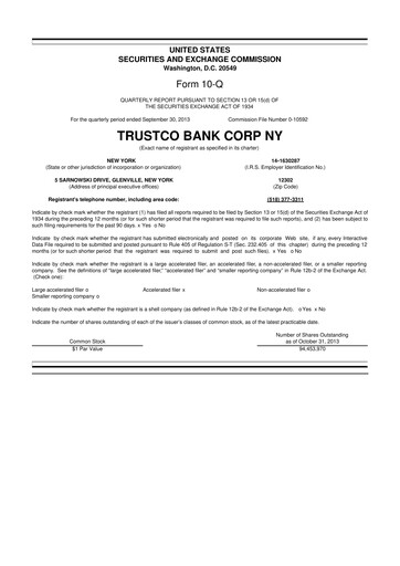 Thumbnail Trustco Bank 10-Q Quarterly Report FY2013 