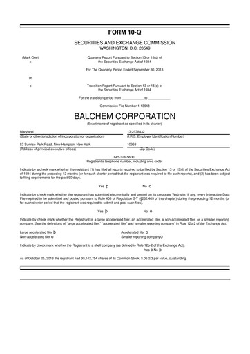 Thumbnail Balchem 10-Q Quarterly Report FY2013 
