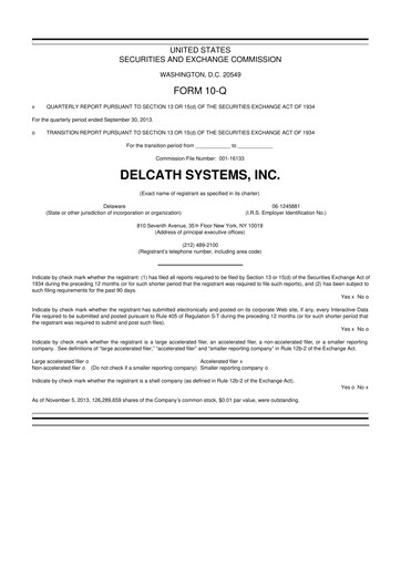 Vorschaubild Delcath Systems 10-Q Quartalsbericht 2013 
