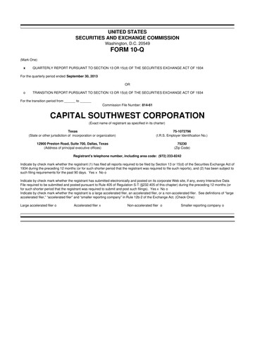 Miniature Capital Southwest Corporation 10-Q Rapport trimestriel  