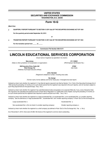Thumbnail Lincoln Educational Services 10-Q Quarterly Report FY2013 