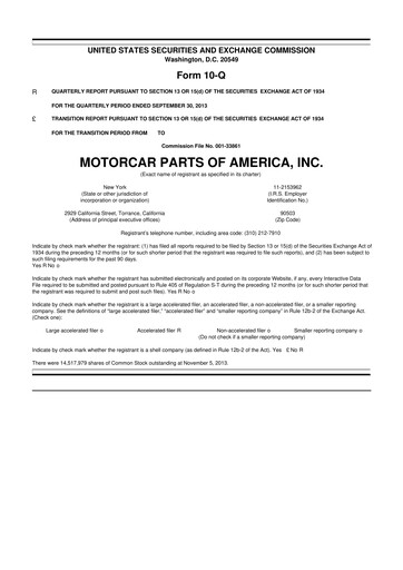 Vorschaubild Motorcar Parts of America 10-Q Quartalsbericht 2014 
