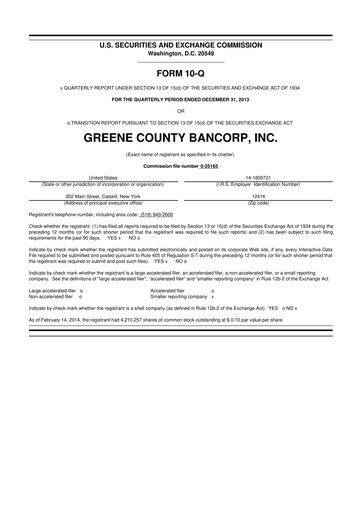 Thumbnail Greene County Bancorp 10-Q Quarterly Report FY2014 