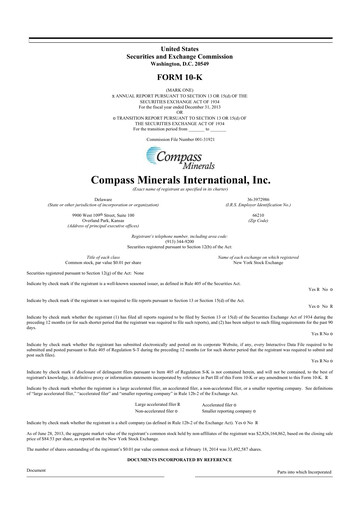 Miniature Compass Minerals 10-K Rapport annuel 2013