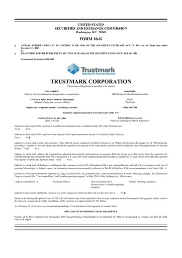Thumbnail Trustmark 10-K Annual Report 2013