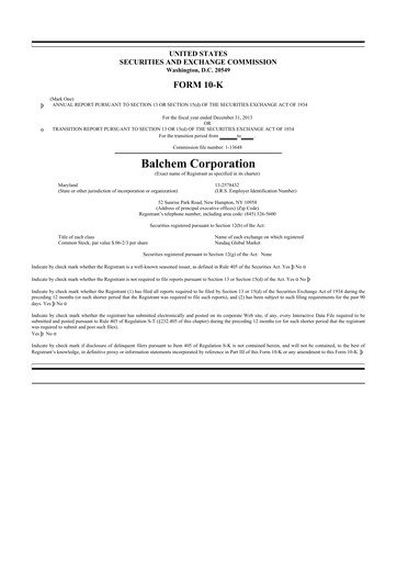 Thumbnail Balchem 10-K Annual Report 2013