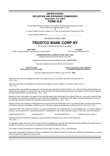 Thumbnail Trustco Bank 10-K Annual Report 2013