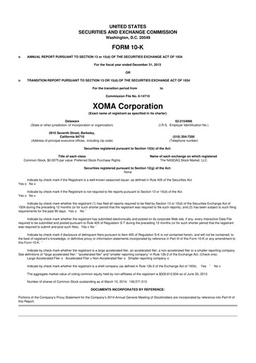 Thumbnail XOMA Royalty 10-K Annual Report 2013