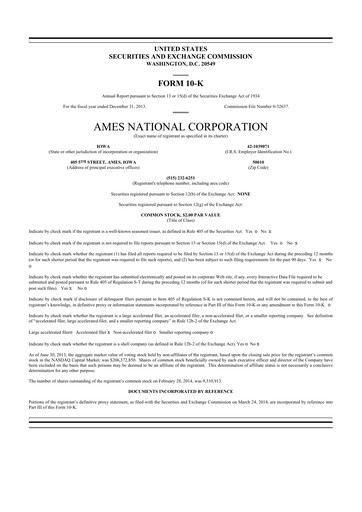 Thumbnail Ames National Corp. 10-K Annual Report 2013