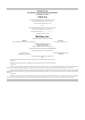 Thumbnail Lineage Cell Therapeutics
 10-K Annual Report 2013