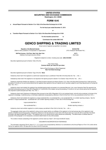 Thumbnail Genco Shipping & Trading 10-K Annual Report 2013