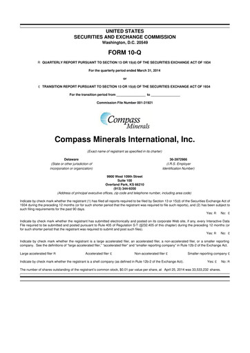 Thumbnail Compass Minerals 10-Q Quarterly Report FY2014 
