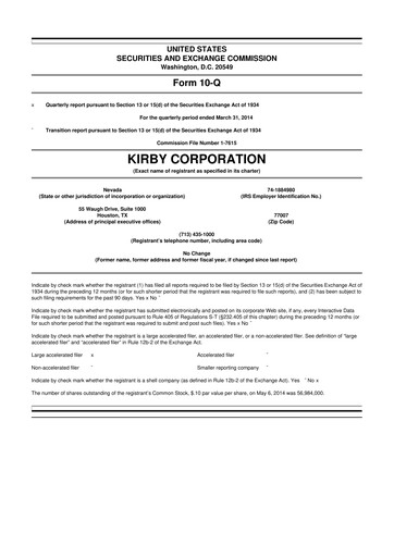 Thumbnail Kirby Corporation
 10-Q Quarterly Report FY2014 