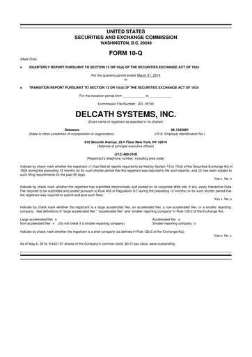Vorschaubild Delcath Systems 10-Q Quartalsbericht 2014 
