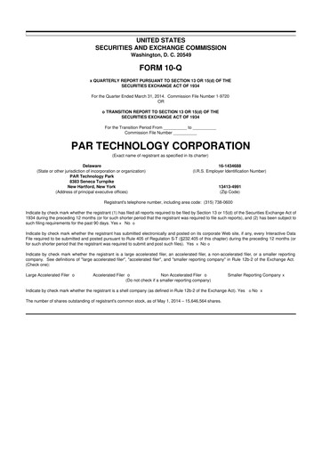 Thumbnail PAR Technology 10-Q Quarterly Report FY2014 
