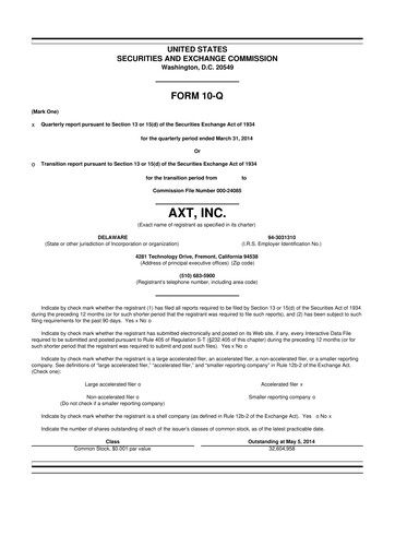 Thumbnail AXT Inc
 10-Q Quarterly Report FY2014 