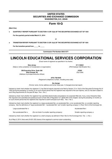 Thumbnail Lincoln Educational Services 10-Q Quarterly Report FY2014 