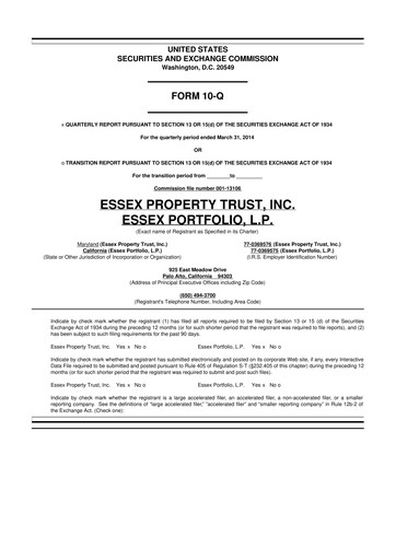 Thumbnail Essex Property Trust
 10-Q Quarterly Report FY2014 