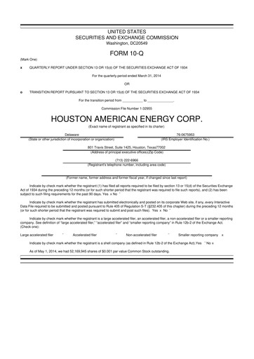 Thumbnail Houston American Energy 10-Q Quarterly Report FY2014 